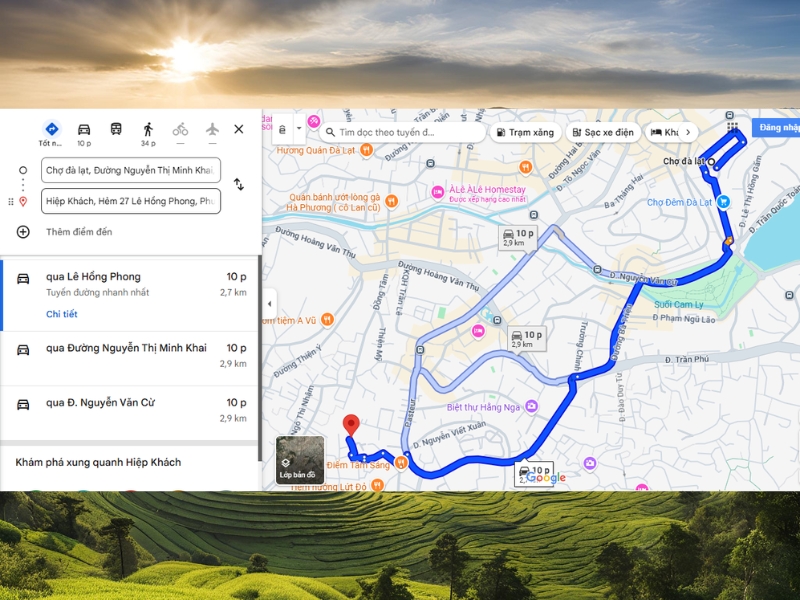 Hướng dẫn đường đi đến Hiệp Khách Lâu Đà Lạt